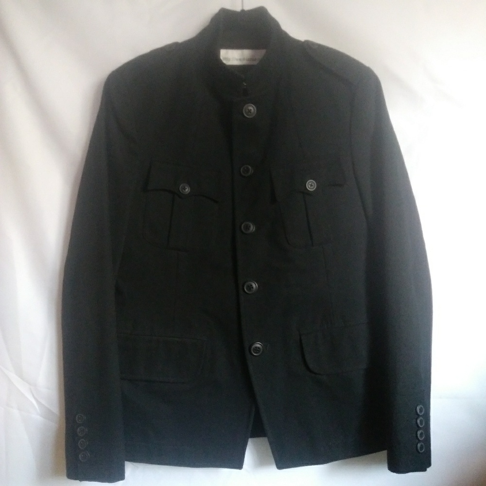 IZZUE Military Style Button Down Black Jacket Size